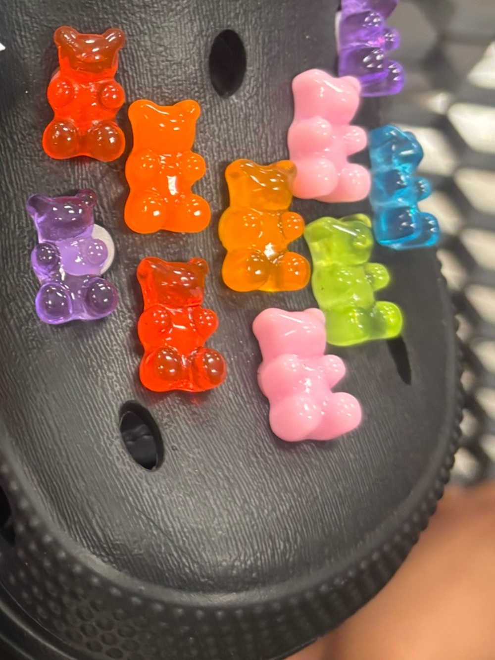 Baby Phat Black Clogs with Multicolor Gummy Bear Charms